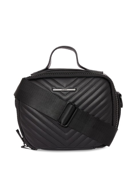 

ALDO Black Textured Structured Satchel Bag