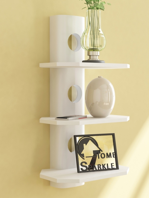 

Home Sparkle White Mango Wood 3 Tier Wall Shelf