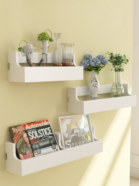 

Home Sparkle Set of 3 White Wall Shelves