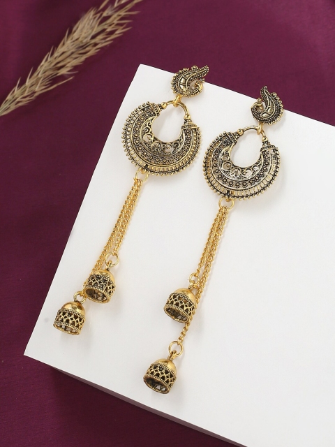 

VIRAASI Gold-Toned Contemporary Jhumkas Earrings