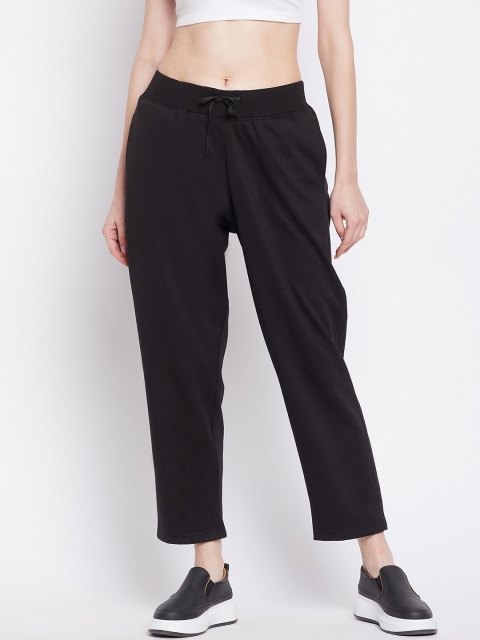 

FRENCH FLEXIOUS Women Black Solid Relaxed-Fit Track Pants
