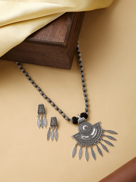 

VIRAASI Silver-Toned Oxidised Afghani Tribal Jewellery Set