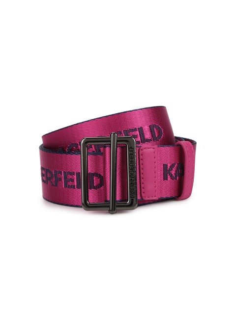 

Karl Lagerfeld Men Red Webbing Leather Belt