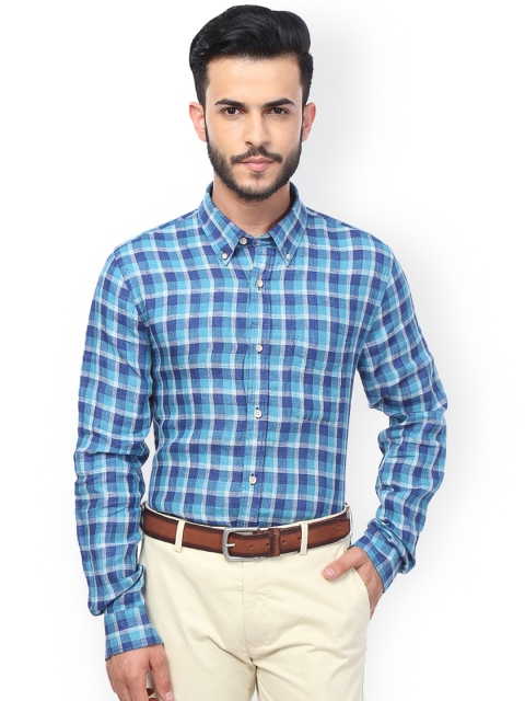 

Peter England Men Blue Slim Fit Checked Formal Shirt