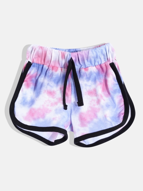 

GAME BEGINS Girls Blue & Pink Tie & Dye Print Shorts