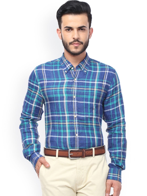 

Peter England Men Blue Slim Fit Checked Formal Shirt