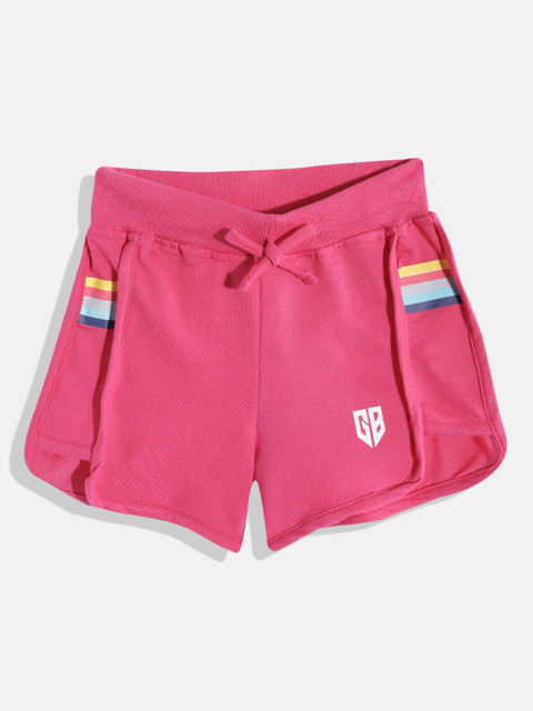 

GAME BEGINS Girls Pink Solid Cotton Shorts
