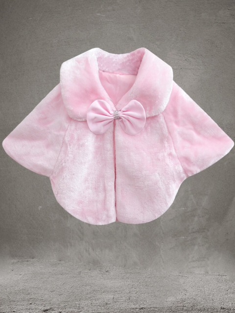 

A.T.U.N. Girls Pink Solid Poncho Shrug