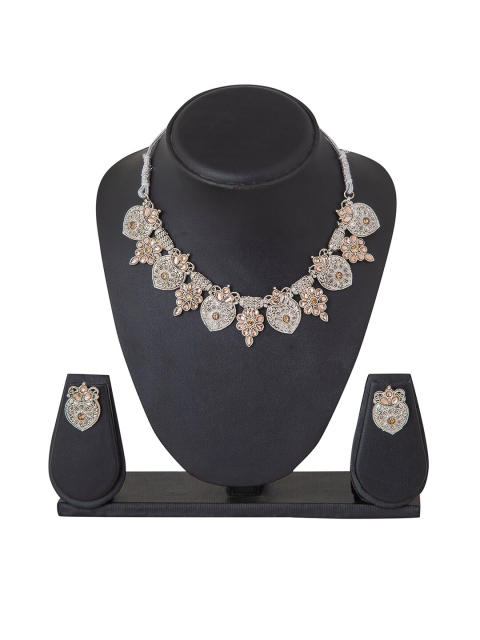 

Shining Jewel - By Shivansh Silver-Plated & White Designer Necklace Set