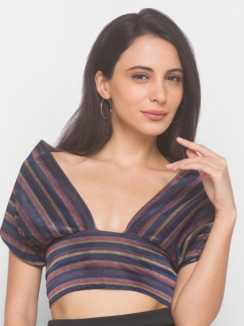

LYKKEIN Multicoloured Striped Crop Top, Multi