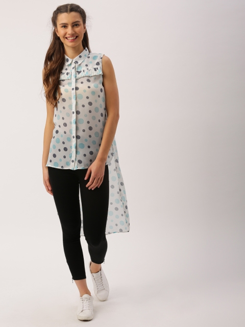 

DressBerry Women Off-white & Blue Printed Casual Shirt