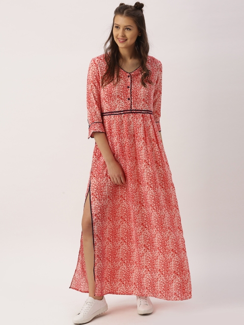 

DressBerry Women Red & Peach Printed Maxi Dress