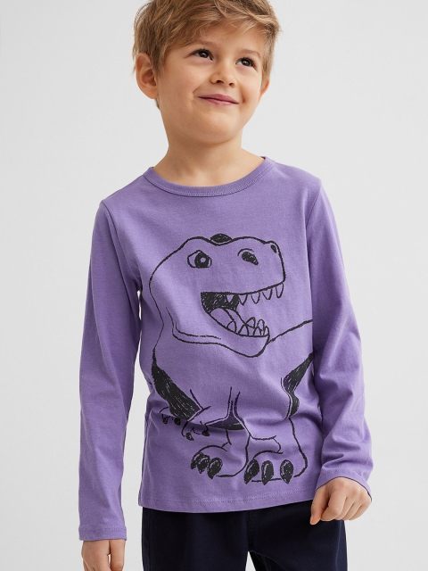 

H&M Boys Purple Printed Cotton jersey top