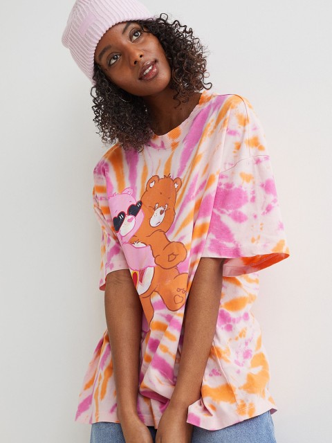 

H&M Women Pink And Orange Printed T-shirt