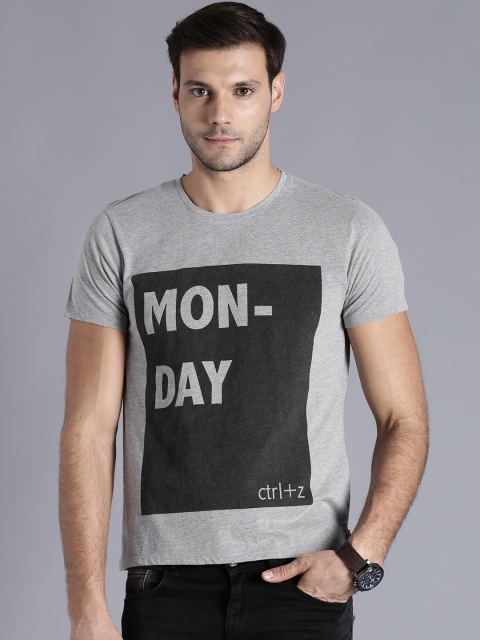 

Kook N Keech Men Grey Melange Printed Round Neck T-shirt