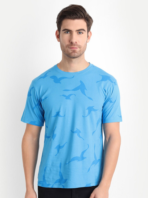 

BE AWARA Men Turquoise Blue Printed T-shirt