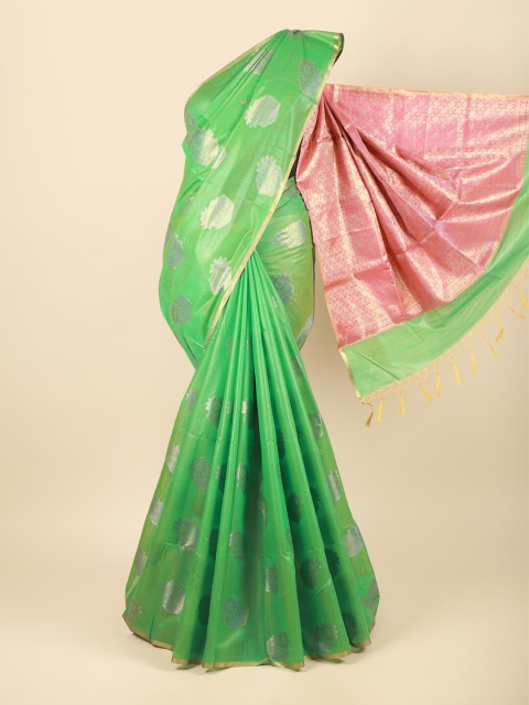 

Pothys Green & Pink Woven Design Zari Pure Cotton Saree
