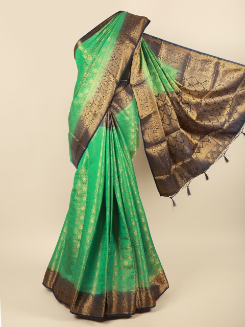 

Pothys Green & Navy Blue Woven Design Pure Silk Saree