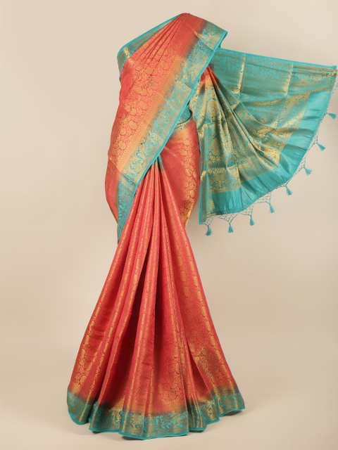 

Pothys Red & Blue Ethnic Motifs Zari Pure Silk Saree