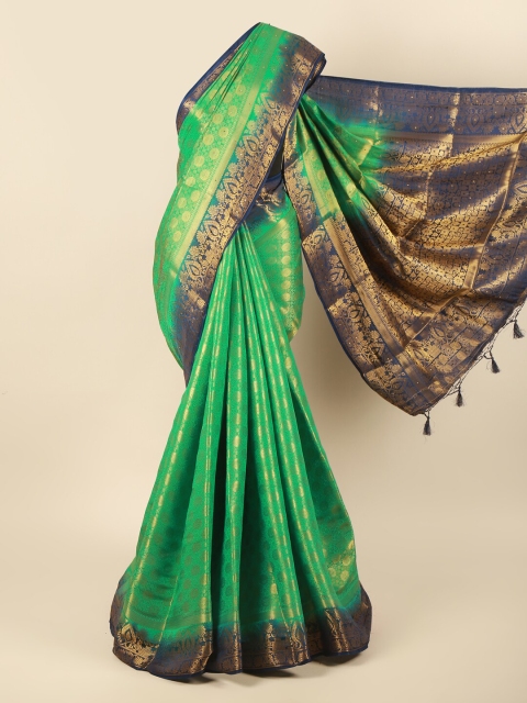 

Pothys Green & Navy Blue Woven Design Zari Pure Silk Saree