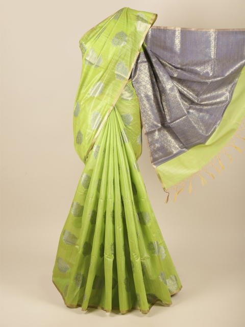 

Pothys Green & Grey Ethnic Motifs Zari Pure Cotton Saree