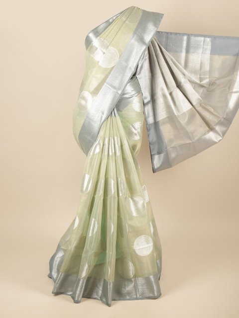 

Pothys Green & Grey Woven Design Zari Tissue Saree