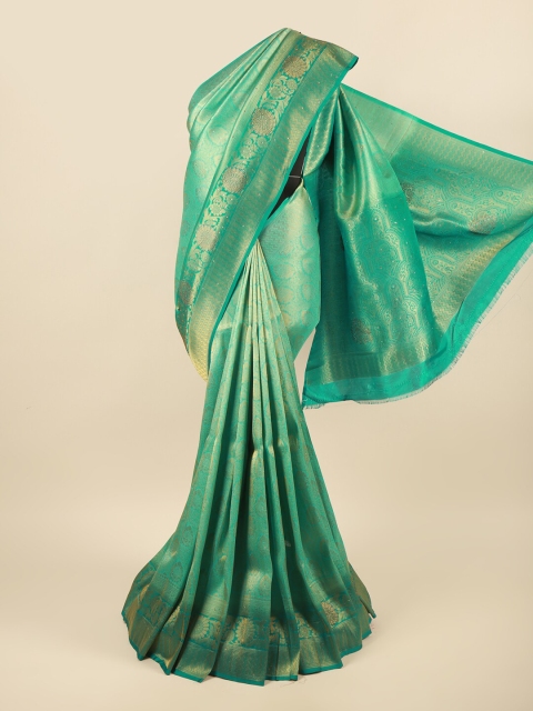 

Pothys Blue & Gold-Toned Woven Design Zari Pure Silk Saree