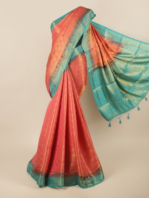 

Pothys Pink & Blue Ethnic Motifs Zari Pure Silk Saree