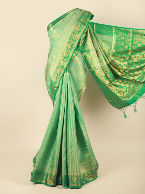 

Pothys Green & Gold-Toned Woven Design Zari Pure Silk Saree