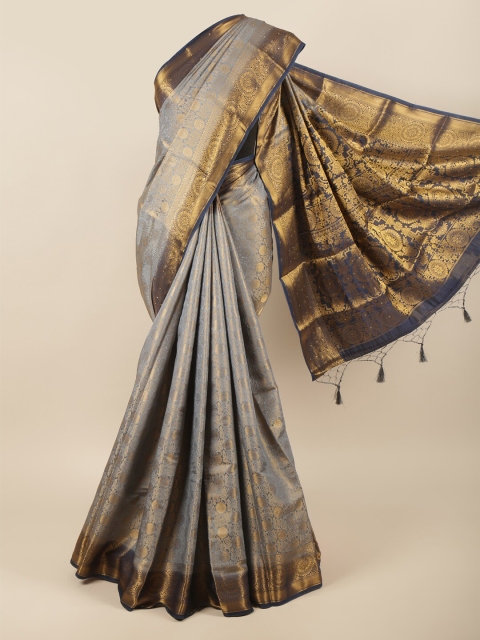 

Pothys Grey & Navy Blue Woven Design Zari Pure Silk Saree