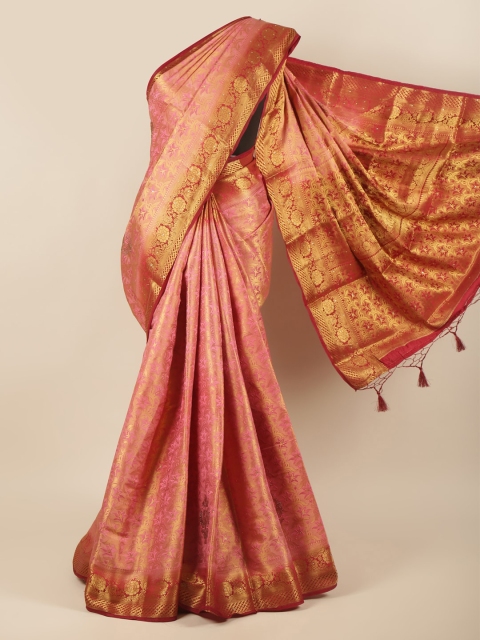 

Pothys Pink & Red Ethnic Motifs Pure Silk Saree