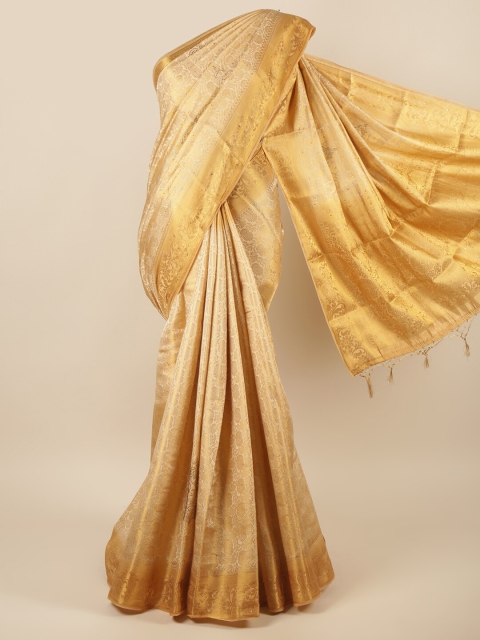 

Pothys Cream-Coloured & Gold-Toned Woven Design Zari Pure Silk Saree