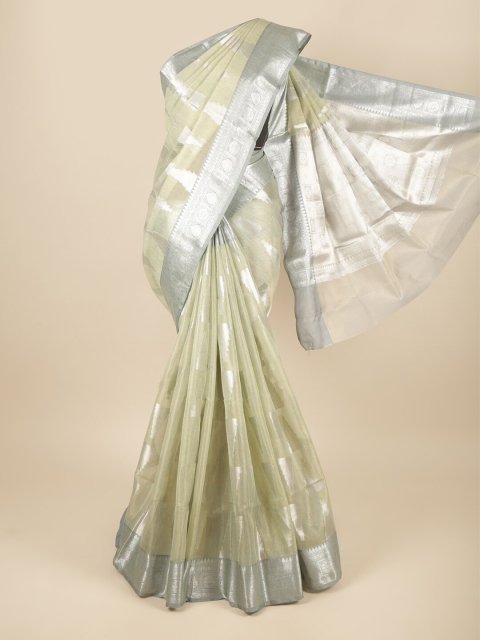 

Pothys Green & Grey Woven Design Zari Tissue Saree
