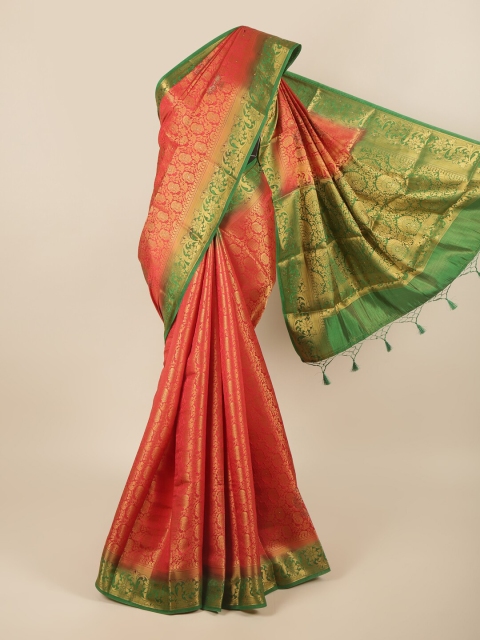 

Pothys Red & Green Woven Design Zari Pure Silk Saree
