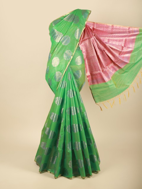 

Pothys Green & Magenta Ethnic Motifs Zari Pure Cotton Saree