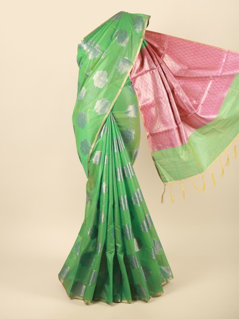 

Pothys Green & Pink Woven Design Pure Cotton Saree