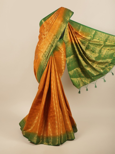 

Pothys Yellow & Green Woven Design Pure Silk Saree