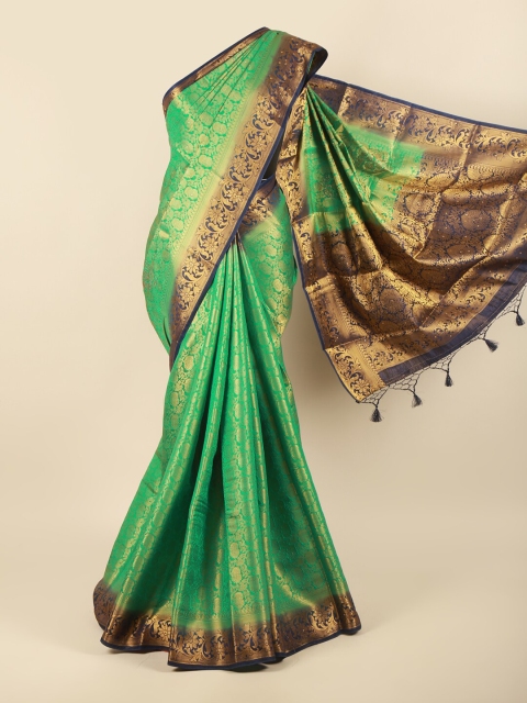 

Pothys Green & Navy Blue Woven Design Pure Silk Saree