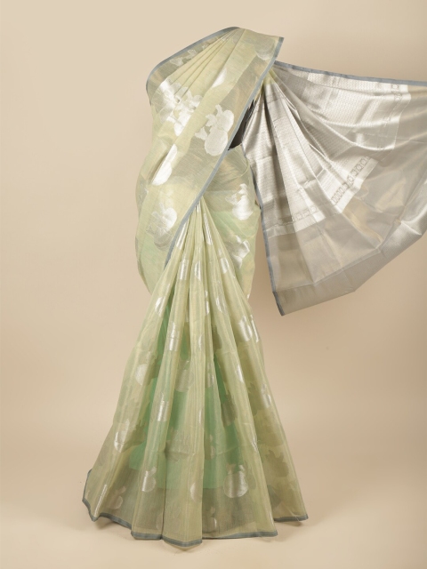 

Pothys Green & Grey Woven Design Tissue Saree