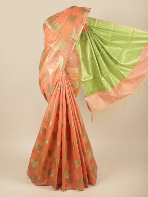 

Pothys Orange & Green Ethnic Motifs Zari Pure Cotton Saree