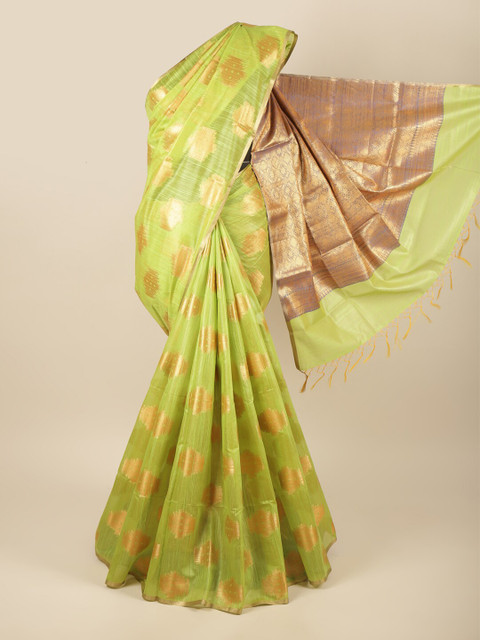 

Pothys Green & Grey Woven Design Zari Pure Cotton Saree