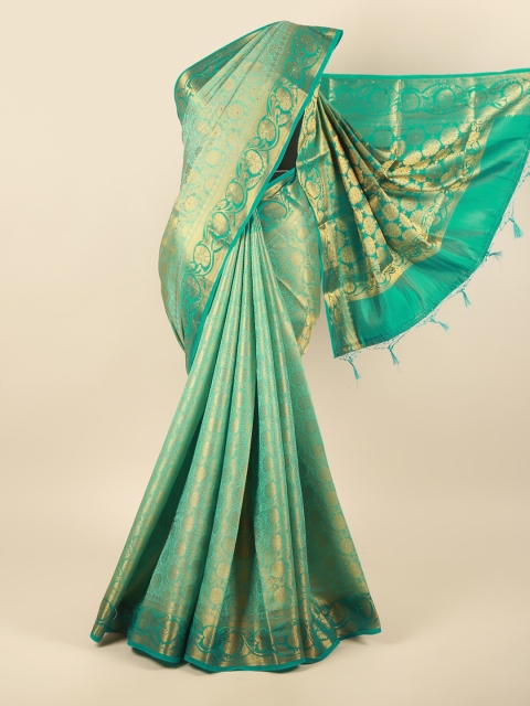 

Pothys Turquoise Blue & Green Ethnic Motifs Zari Pure Silk Saree