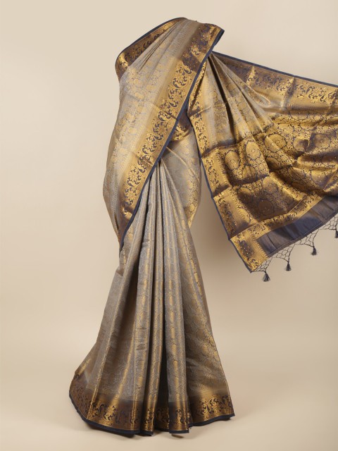 

Pothys Grey & Navy Blue Woven Design Zari Pure Silk Saree