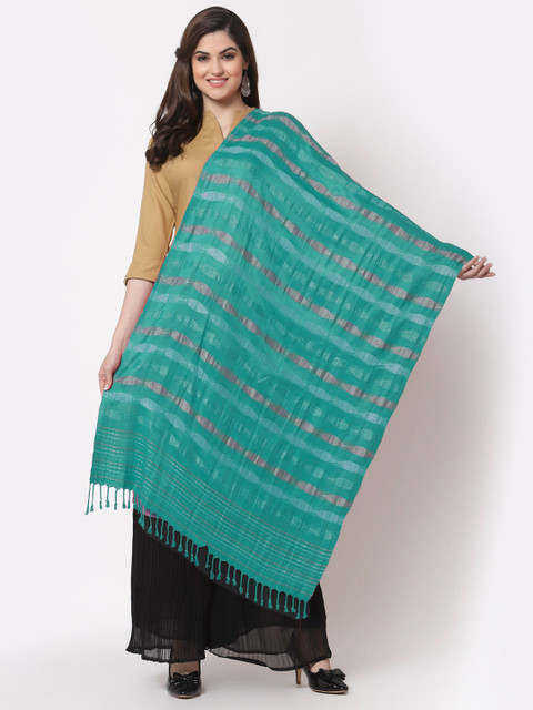 

Klotthe Women Green Striped Wool Stole