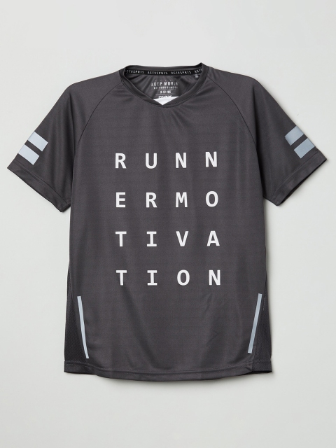 

max Boys Charcoal Typography Printed T-shirt