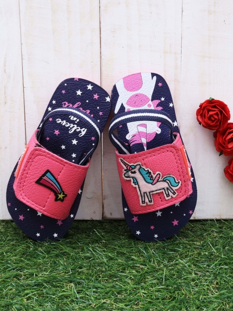 

DChica Girls Pink & Blue Printed Sliders