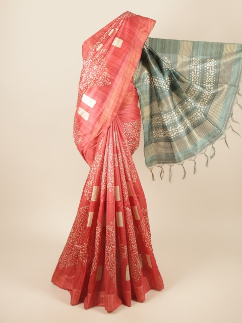 

Pothys Orange & Grey Ethnic Motifs Printed Zari Art Silk Saree