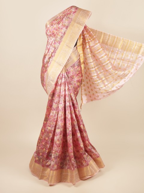 

Pothys Pink & White Floral Art Silk Saree