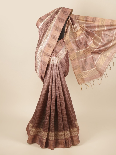 

Pothys Mauve & Cream-Coloured Printed Zari Art Silk Saree