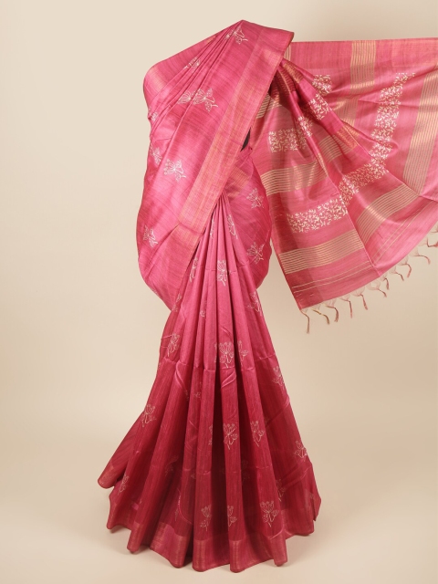 

Pothys Pink Floral Printed Art Silk Saree